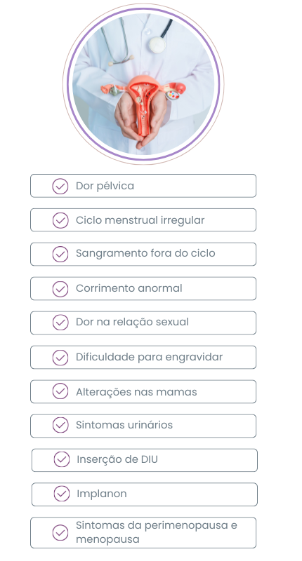 Sintomas para procurar uma ginecologista/obstetra em mobile